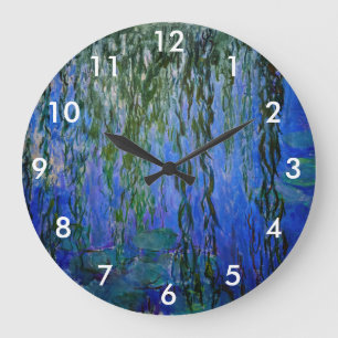 Grande Horloge Ronde Claude Monet - Lys d'eau avec saule plumant