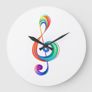 Grande Horloge Ronde Clé arc-en-ciel