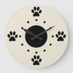 Grande Horloge Ronde Clignotements muraux de chiens mignons