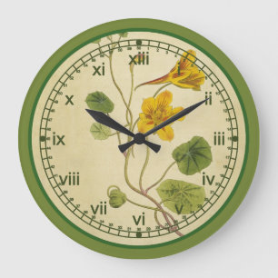 Grande Horloge Ronde Clock botanical de Curtis dans 3 styles
