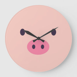 Grande Horloge Ronde Clock Cute Pig