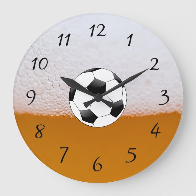 Grande Horloge Ronde Clock de football Draft Beer and Soccer (Recto)
