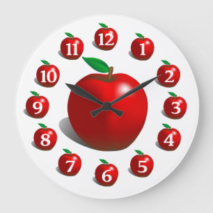 Grande Horloge Ronde Clock de l'apple rouge