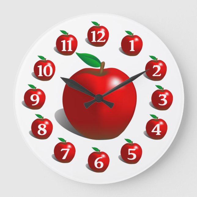 Grande Horloge Ronde Clock de l'apple rouge (Recto)