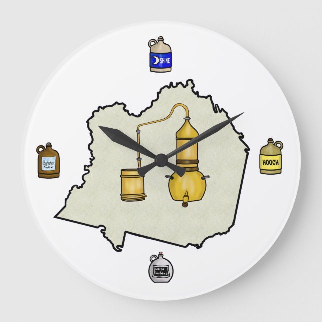 Grande Horloge Ronde Clock de Moonshine Still and Jugs (Recto)