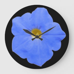 Grande Horloge Ronde Clock de Petunia Blue et Yellow