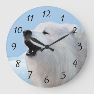 Grande Horloge Ronde Clock de Samoyed Large Acrylic