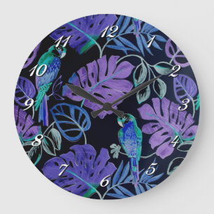 Grande Horloge Ronde Clock de Tropical Parrot Paradise
