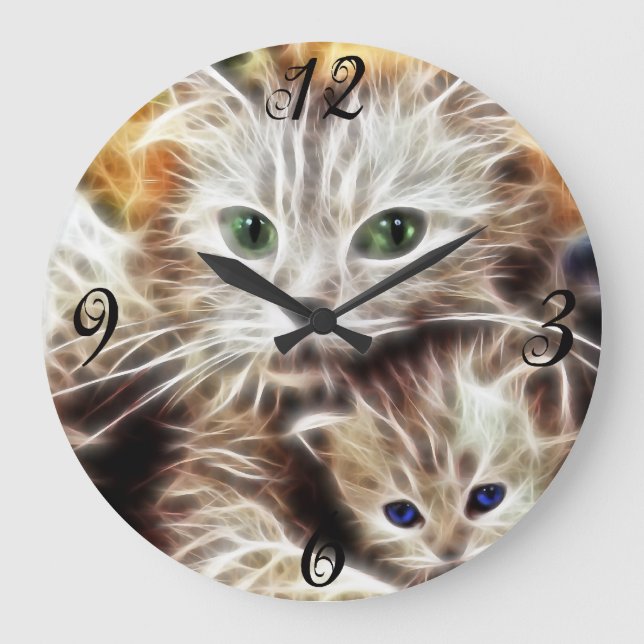 Grande Horloge Ronde Clock Fractal Kitties (Recto)