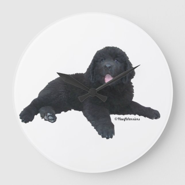 Grande Horloge Ronde Clock Newfoundland Dog Puppy (Recto)