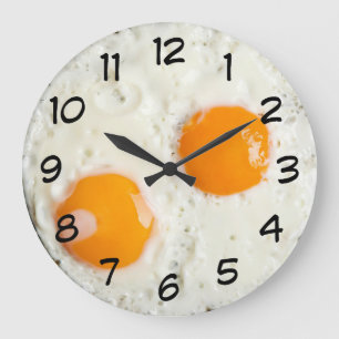 Grande Horloge Ronde Clock Novelty Fried Eggs