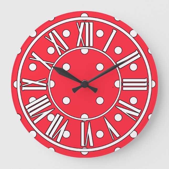 Grande Horloge Ronde Clock Red White and Black Wall (Recto)