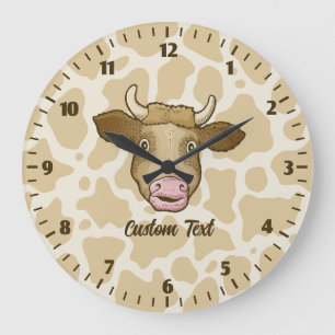 Grande Horloge Ronde Clock Surprised Cow Large