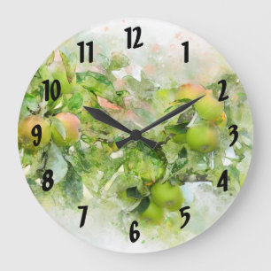 Grande Horloge Ronde Clock vert Apple Kitchen