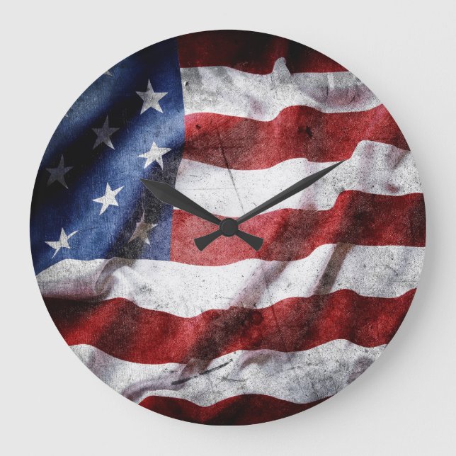 Grande Horloge Ronde Closeup gronge le drapeau américain. (Recto)