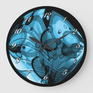 Grande Horloge Ronde Clou Abstraite murale bleu fumée