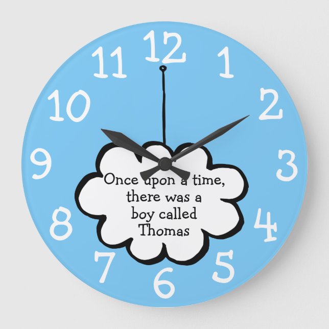 Grande Horloge Ronde Cloud de nom personnalisé sur une chaîne (Recto)