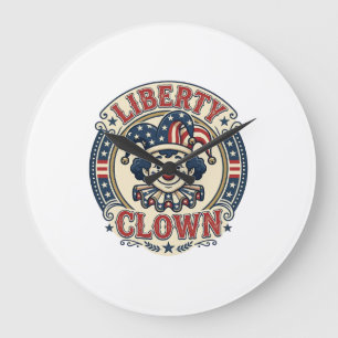 Grande Horloge Ronde Clown de la Liberté Patriotique Patriotique Clownc