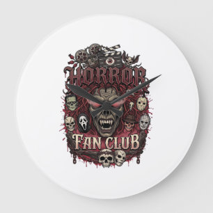 Grande Horloge Ronde Club de fans d'horreur Halloween Visage de démon C