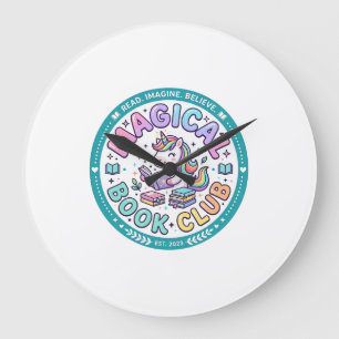 Grande Horloge Ronde Club de lecture magique licorne T-shirt drôle Grap