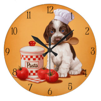 Grande Horloge Ronde Cocker Spaniel Chef design