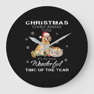 Grande Horloge Ronde Cocker Spaniel| Cocker de Noël Café espagnol