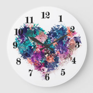 Grande Horloge Ronde Coeur, amour, polygonale