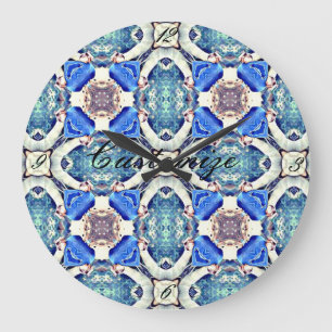 Grande Horloge Ronde Coeur bleu Thunder_Cove de mandala