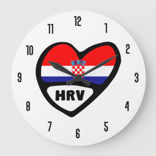 Grande Horloge Ronde Coeur de drapeau de code du pays HRV Hrvatska de