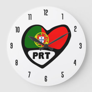 Grande Horloge Ronde Coeur de drapeau de code du pays PRT du Portugal