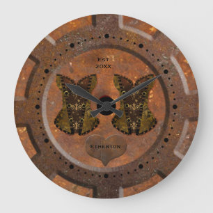 Grande Horloge Ronde Coeur et corsets Steampunk