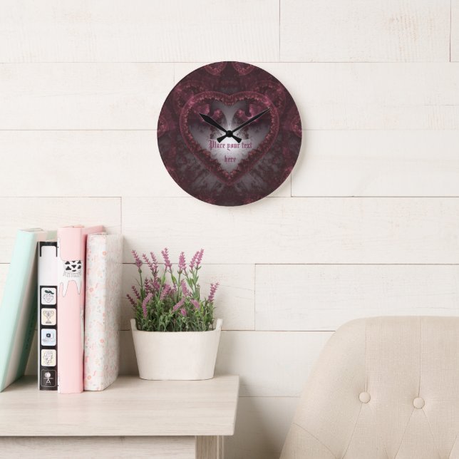 Grande Horloge Ronde Coeur gothique pourpre 001 (Salle de lecture)