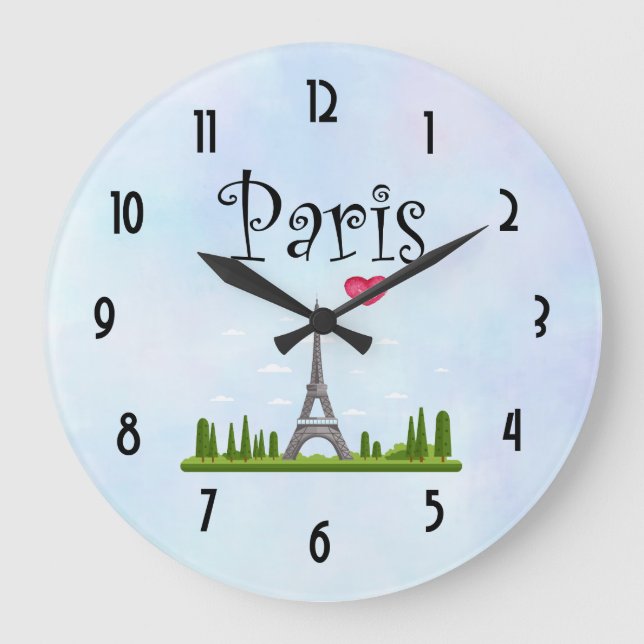 Grande Horloge Ronde Coeur Paris avec la Tour Eiffel (Recto)