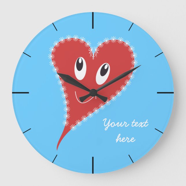 Grande Horloge Ronde Coeur souriant Valentine's (Recto)