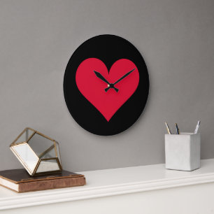 Grande Horloge Ronde Coeur Valentines Jour Amour Coeur