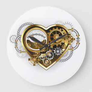 Grande Horloge Ronde Coeur vapeur avec un manomètre