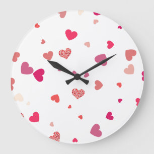 Grande Horloge Ronde Coeurs - amour