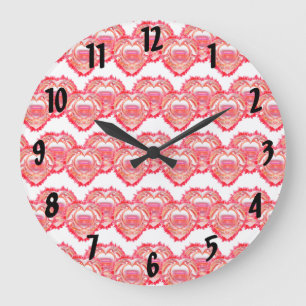 Grande Horloge Ronde Coeurs déchirés en lambeaux multipliés au-dessu