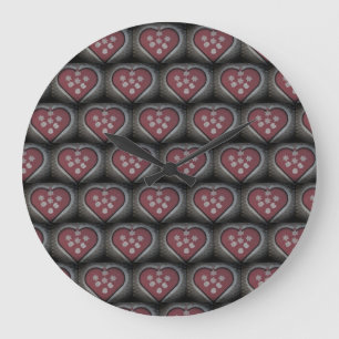 Grande Horloge Ronde Coeurs floraux flottants
