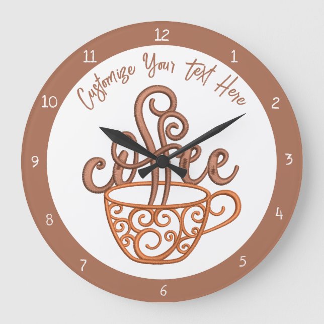 Grande Horloge Ronde Coffee Cup Cote Cuisine Salle À Manger Personnalis (Recto)