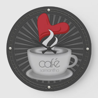 Grande Horloge Ronde Coffee with Love Café Kitchen Wall Decor