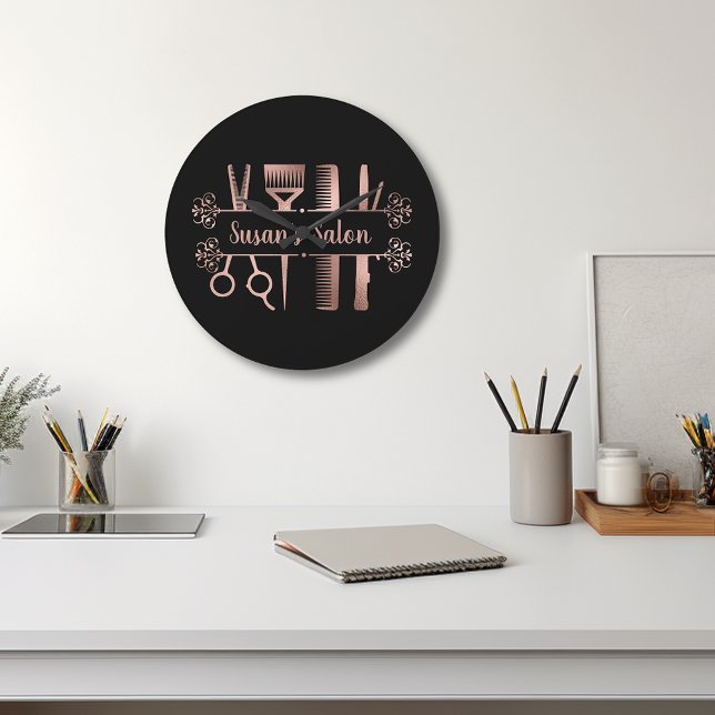 Grande Horloge Ronde Coiffeur Dresseur de cheveux Salon personnalisé (Créateur téléchargé)