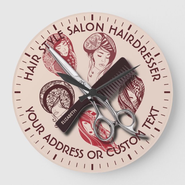 Grande Horloge Ronde Coiffeur Ou Salon De Beauté Nom De L'Étoile (Recto)
