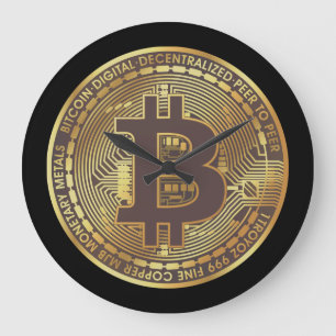 Grande Horloge Ronde Coin noir Bitcoin La Boca Mur Clock