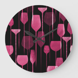 Grande Horloge Ronde Collage Art : Motif de boisson de fête.