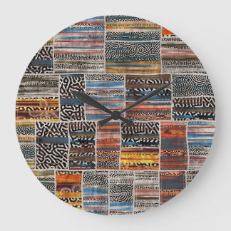 Grande Horloge Ronde Collage de patchwork : Motif de surface composée