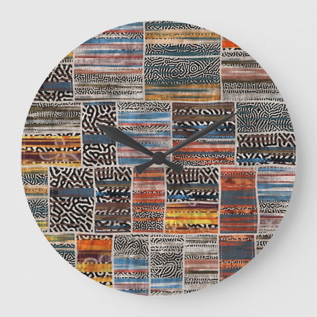 Grande Horloge Ronde Collage de patchwork : Motif de surface composée (Recto)