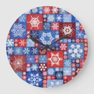 Grande Horloge Ronde Collage flocon de neige du 250e anniversaire
