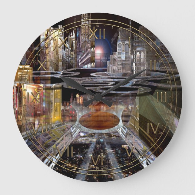Grande Horloge Ronde Collecter une ville futuriste (Recto)