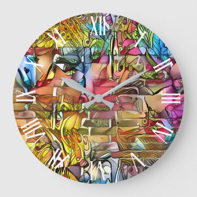 Grande Horloge Ronde Collection d'Art Moderne En Verre Tiré (Recto)